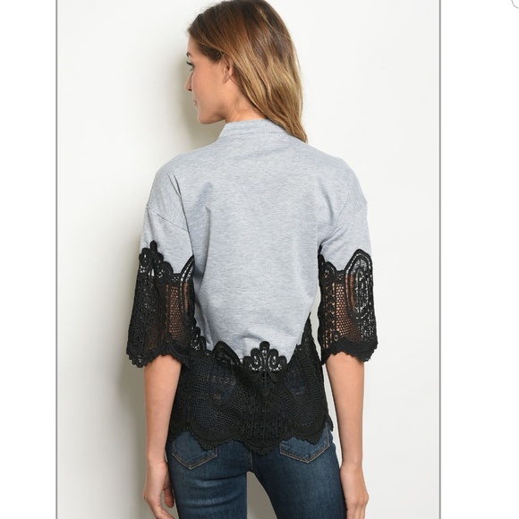 🖤Grey & Black Crochet Top - Picture 2 of 3